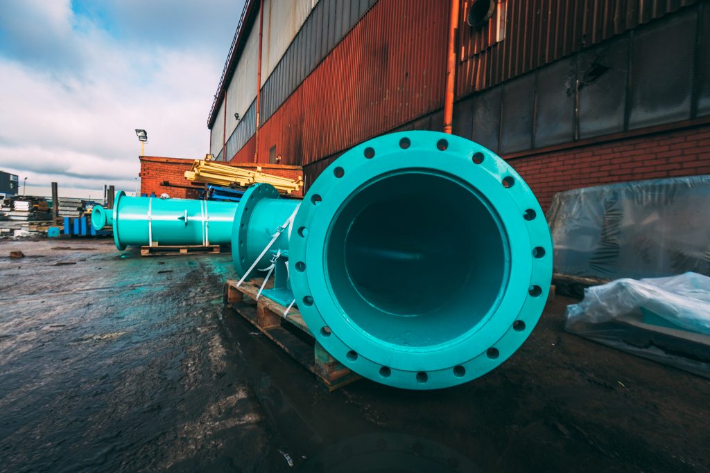 Flanged pipe section with FBE coating at Northpoint